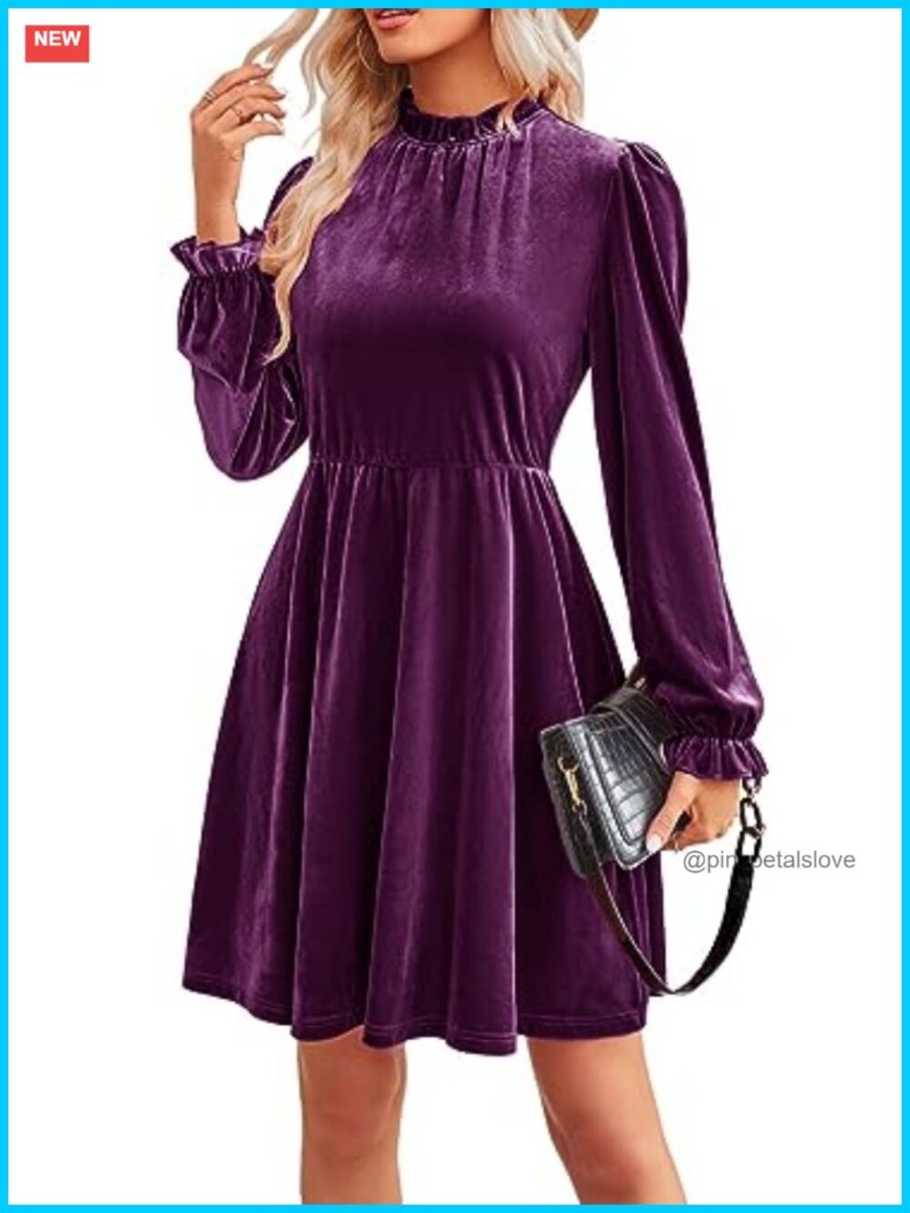 Women's A-line Suede Mini Dress Long Sleeve V Neck Fit & Flare